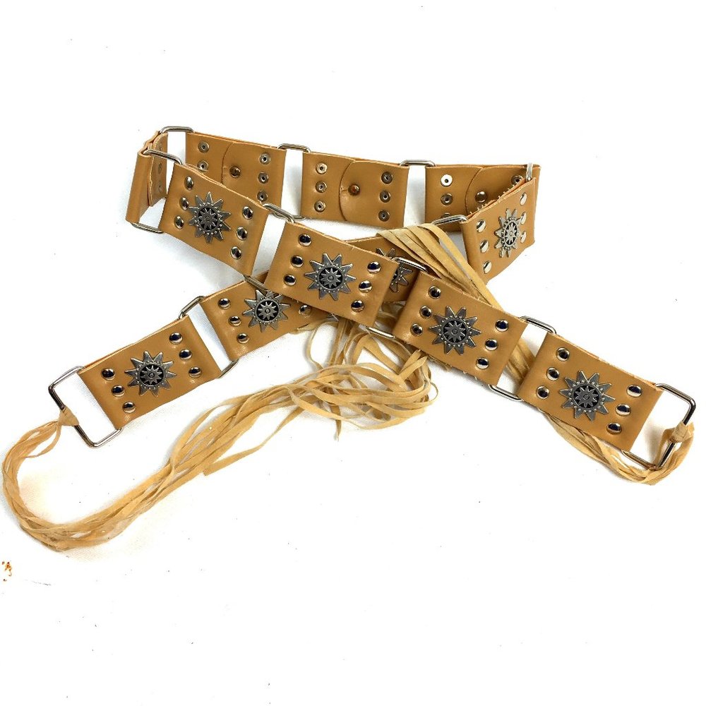 Curfew BoHo Faux Leather belt w long fringe